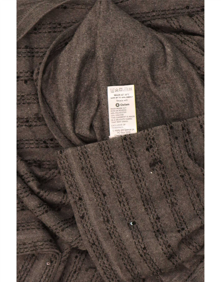 Женский топ Zara с рукавом 3/4 UK 20 2XL, полиэстер в серую полоску