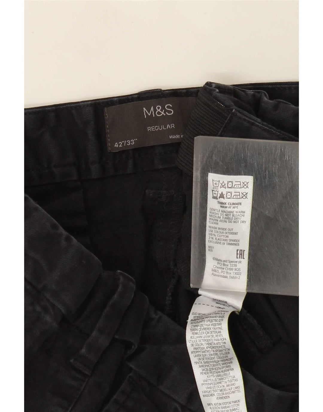 Мужские прямые брюки-чиносы Marks & Spencer W42 L33 темно-синие