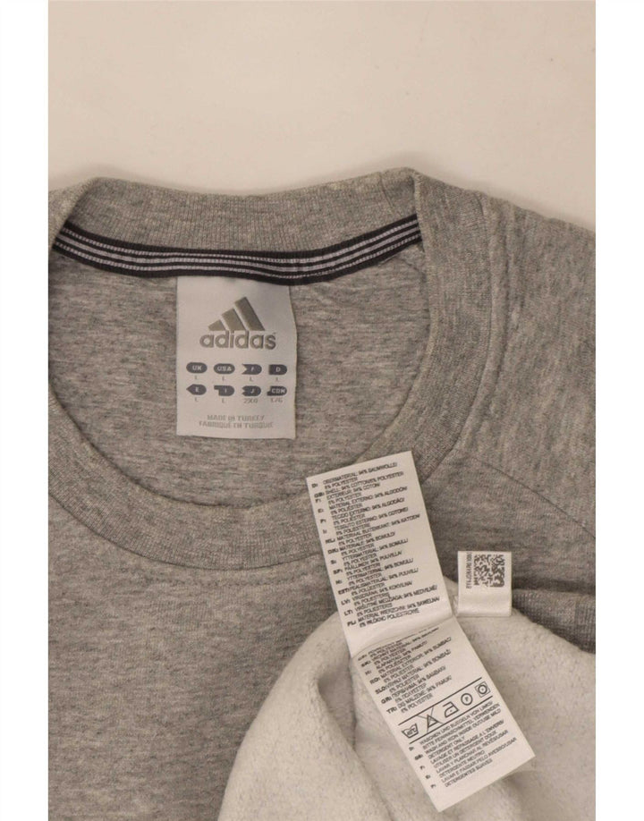 Мужской свитер Adidas, большой серый хлопковый джемпер в крапинку