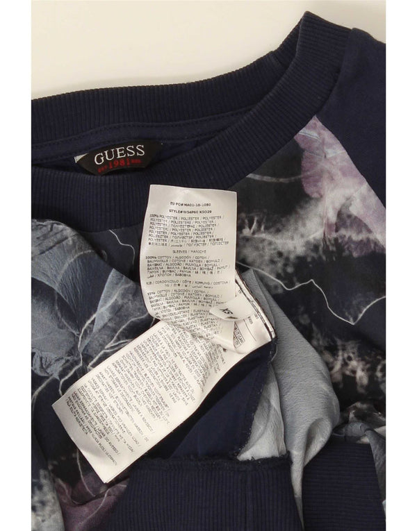 Женский свитер оверсайз Guess UK 6 XS, темно-синий, полиэстер с цветочным принтом