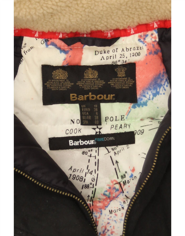Женское длинное стеганое пальто с капюшоном Barbour UK 10, маленькое черное