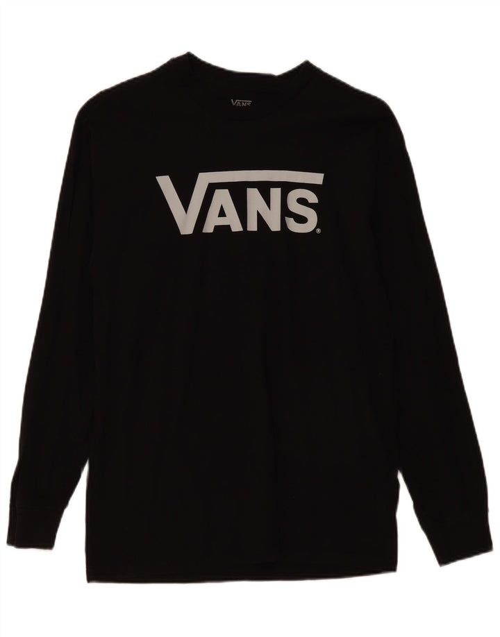 Мужской топ с рисунком Vans, средний черный хлопок с длинными рукавами