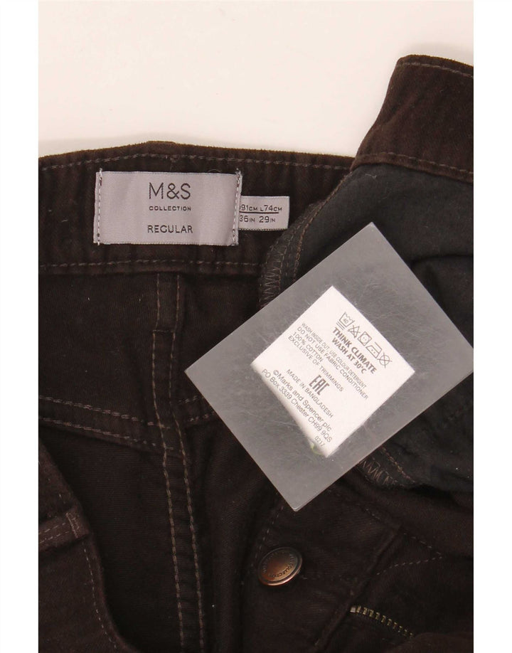 Мужские прямые джинсы Marks & Spencer W36 L29 коричневого цвета, хлопок