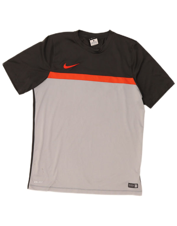 Мужская футболка Nike Dri Fit, большой серый полиэстер с цветными блоками