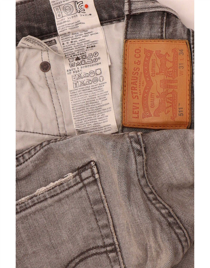 Мужские джинсы Levi's 511 Slim W31 L34 Серые хлопковые