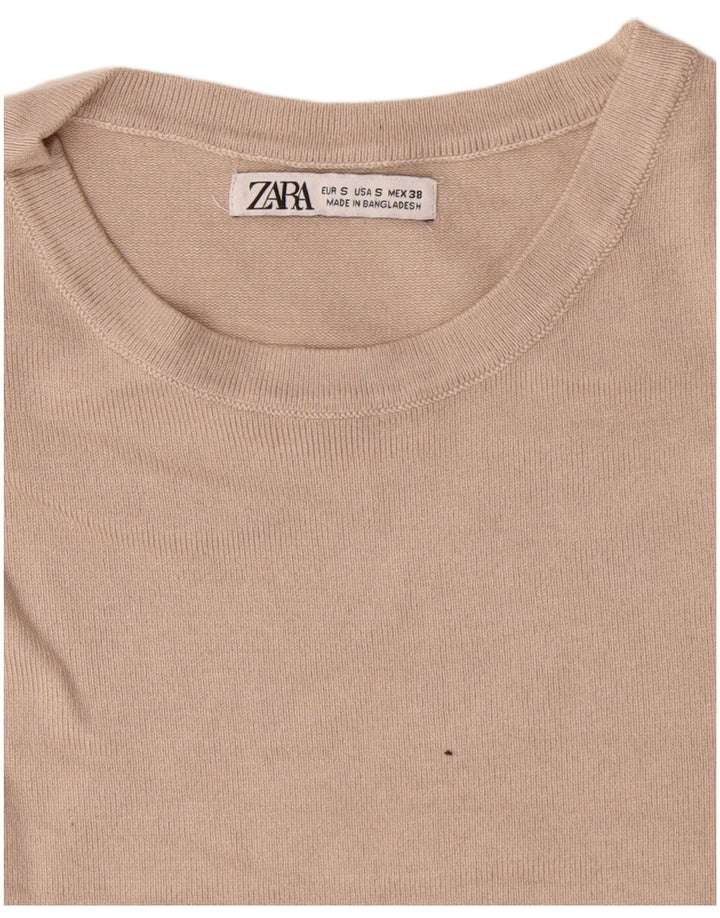 Мужской джемпер с круглым вырезом Zara, маленький бежевый