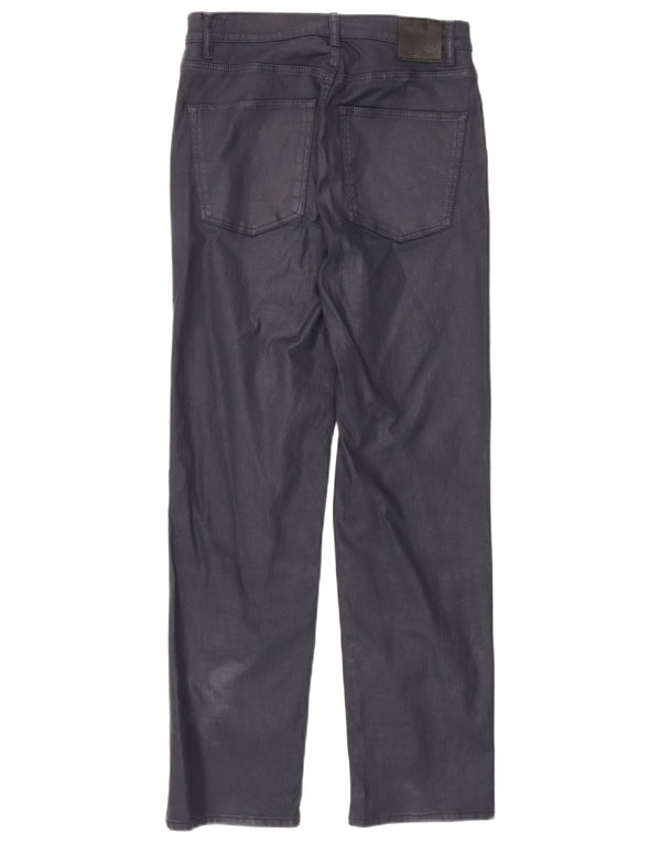 Massimo Dutti Женские прямые вощеные повседневные брюки EU 36 XS W26 L27 Темно-синий B