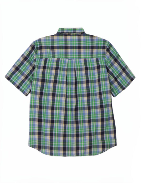Мужская рубашка Chaps с коротким рукавом XL, зеленая клетка, хлопок