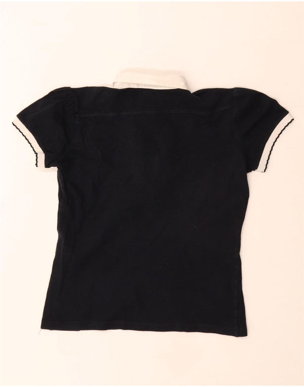 Женская укороченная рубашка-поло для регби Fred Perry UK 12, средний темно-синий хлопок