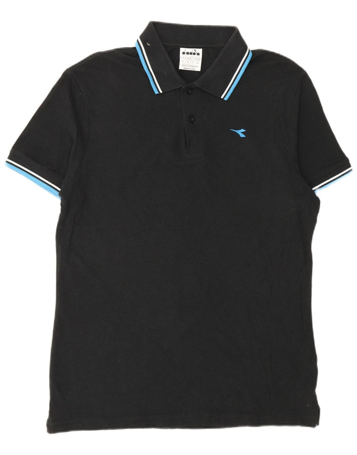 DIADORA Mens Polo Shirt Medium Black Cotton