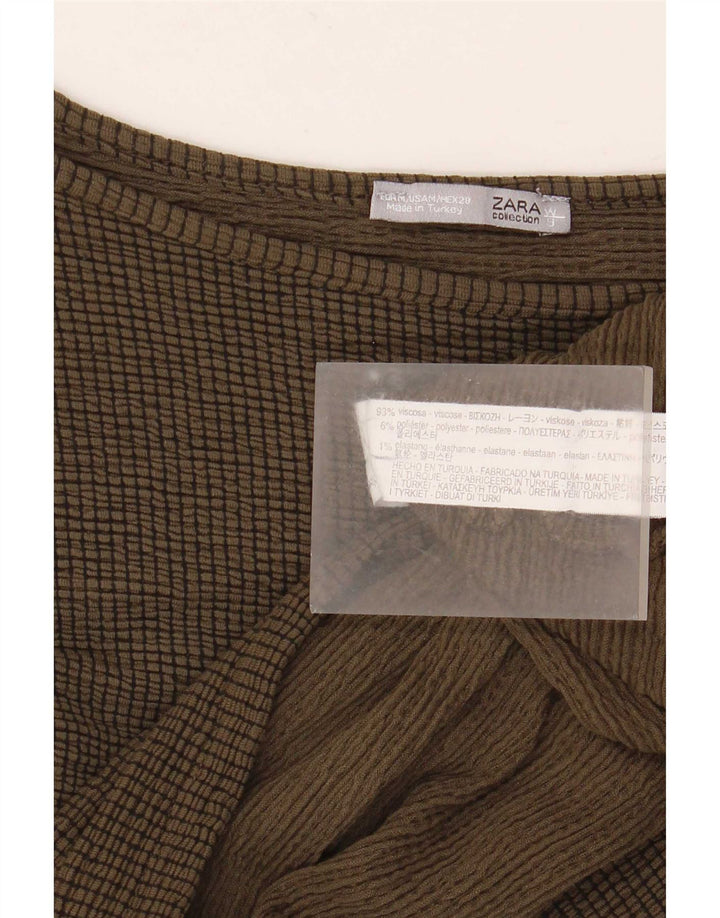 Женский топ оверсайз Zara с рукавом 3/4 UK 14, средний хаки, вискоза