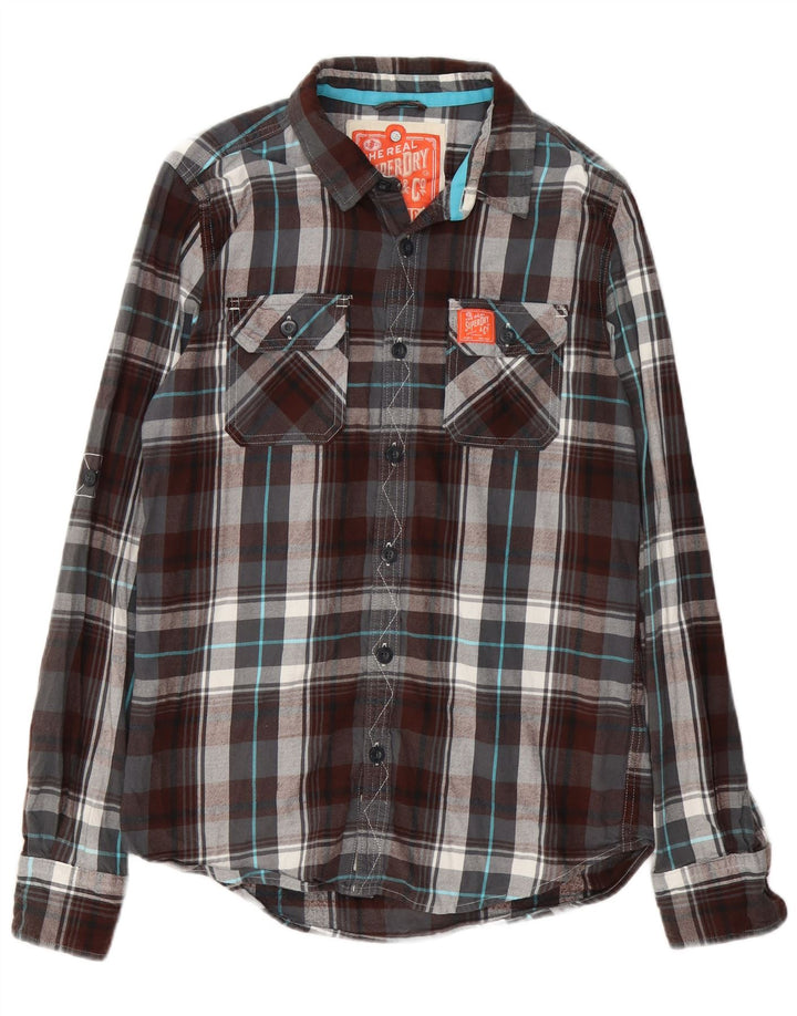 Мужская фланелевая рубашка Superdry, большая разноцветная клетка, хлопок