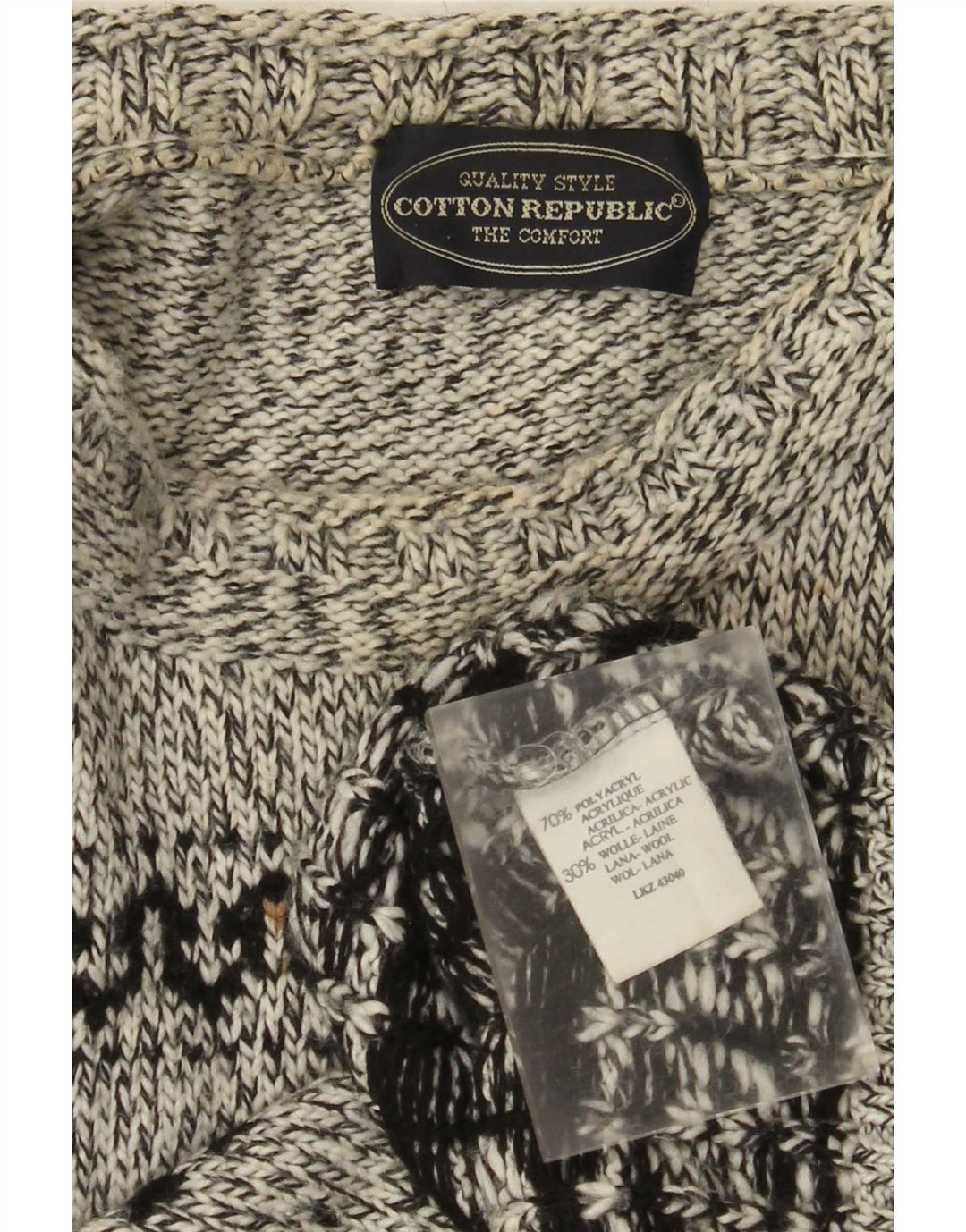Мужской джемпер с круглым вырезом Cotton Republic, средний серый цвет с жаккардовым узором