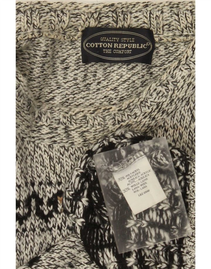 Мужской джемпер с круглым вырезом Cotton Republic, средний серый цвет с жаккардовым узором