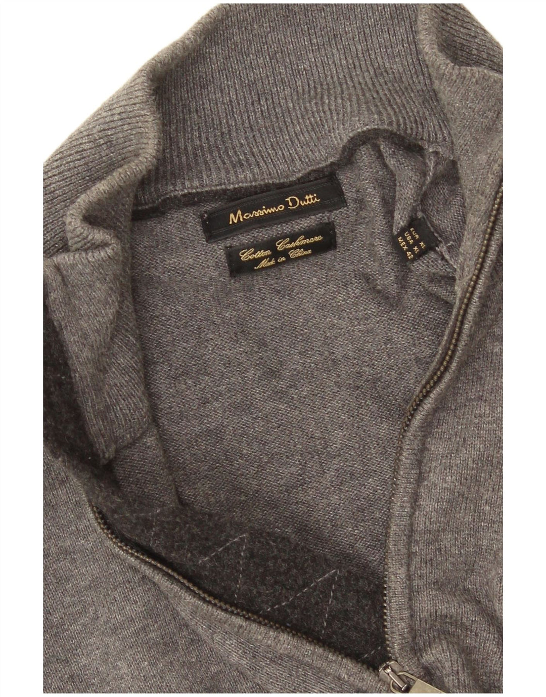 Мужской джемпер с воротником на молнии Massimo Dutti XL, серый хлопок