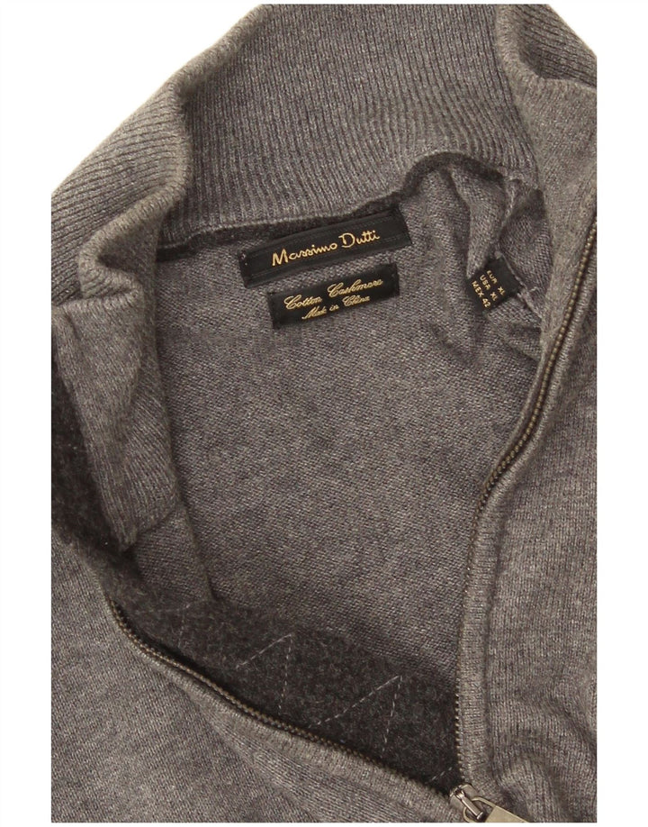 Мужской джемпер с воротником на молнии Massimo Dutti XL, серый хлопок