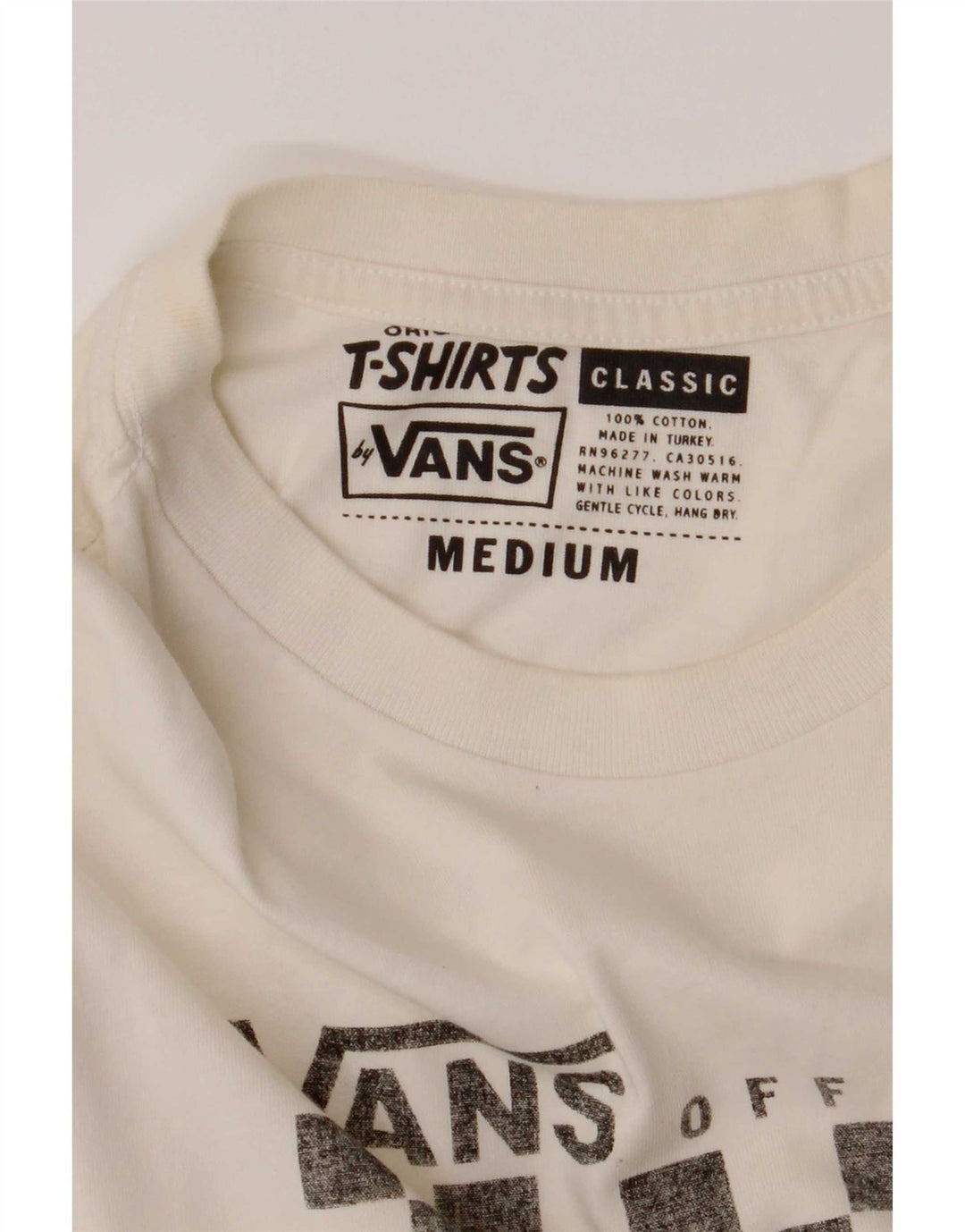 Мужская футболка классического кроя с рисунком Vans, хлопковый топ среднего размера, белый цвет