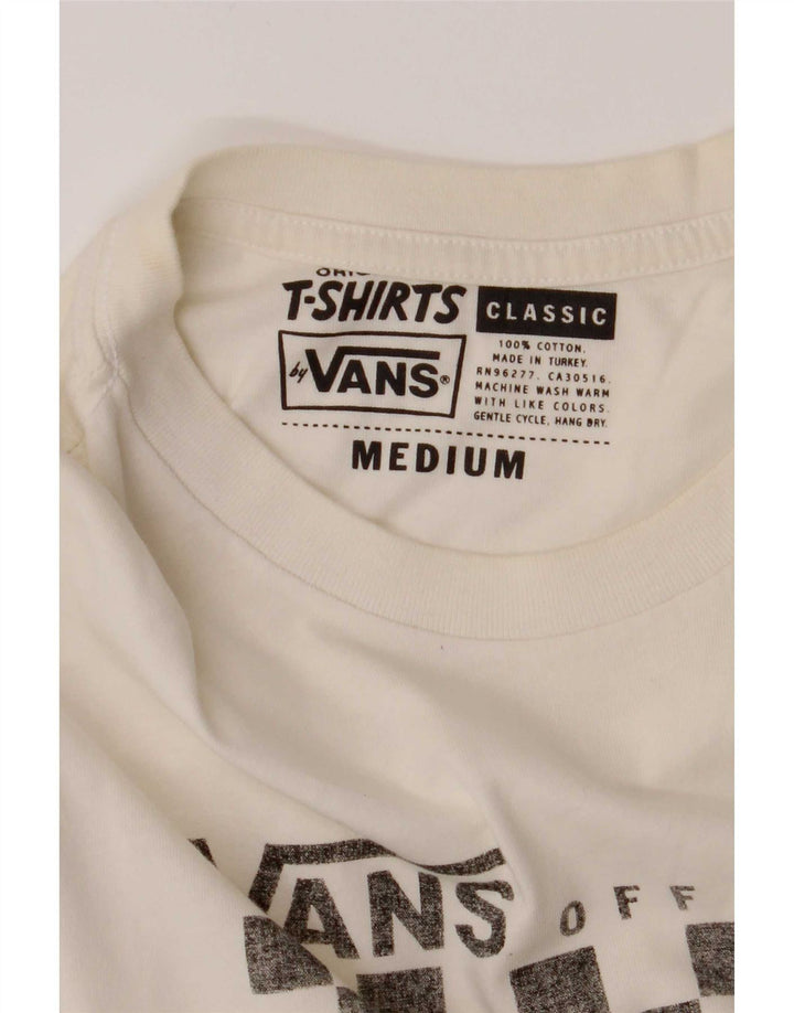 Мужская футболка классического кроя с рисунком Vans, хлопковый топ среднего размера, белый цвет