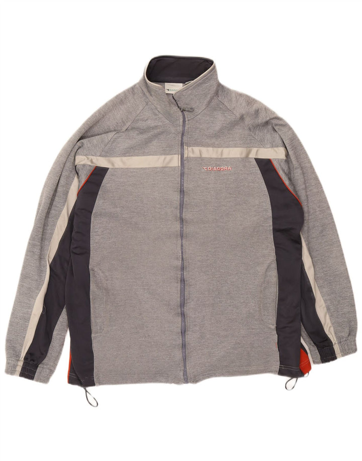 Мужской спортивный костюм Diadora UK 46 XL, серый полиэстер с цветными блоками