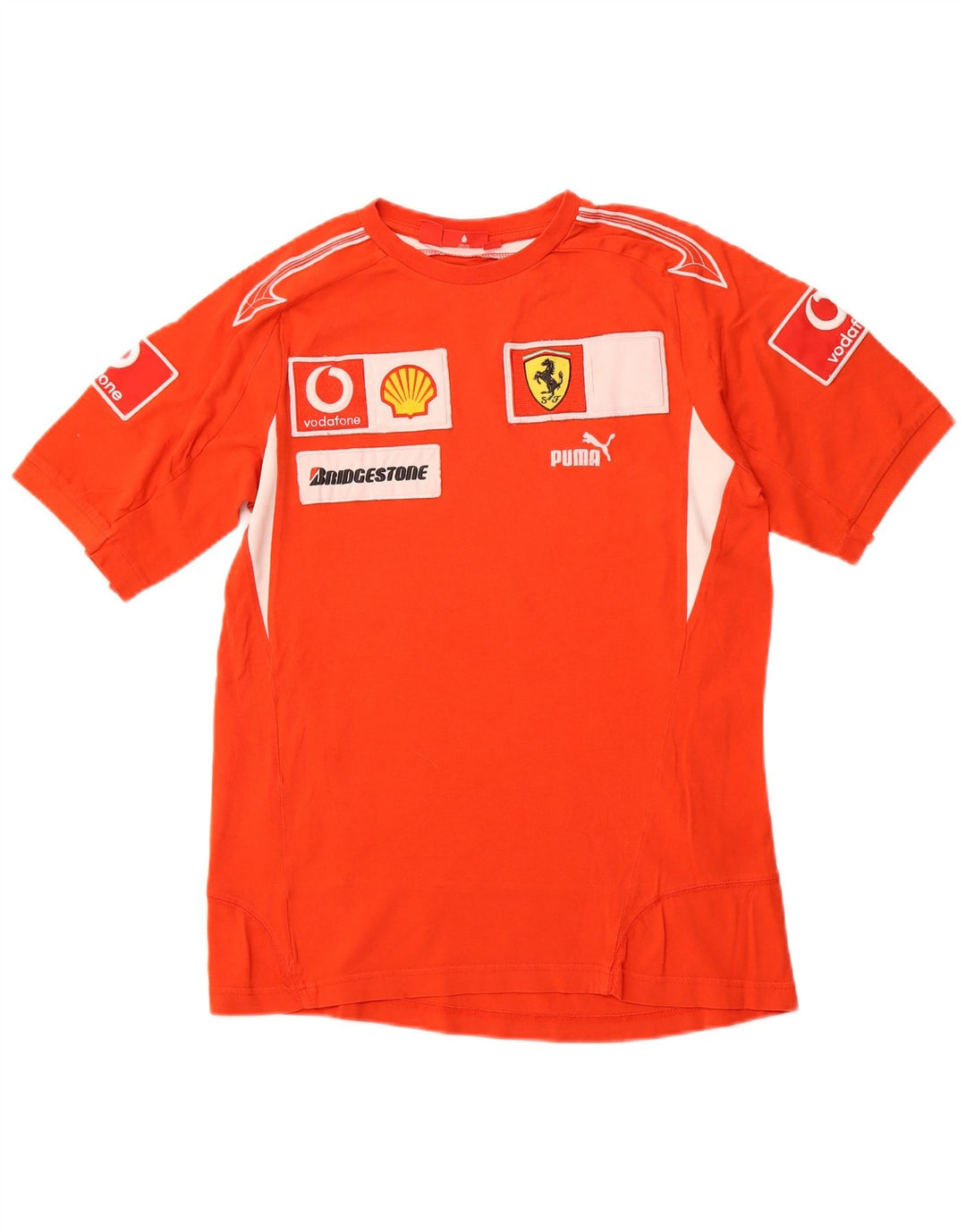 Мужская футболка с рисунком Ferrari PUMA, маленькая красная, хлопковая с цветными блоками