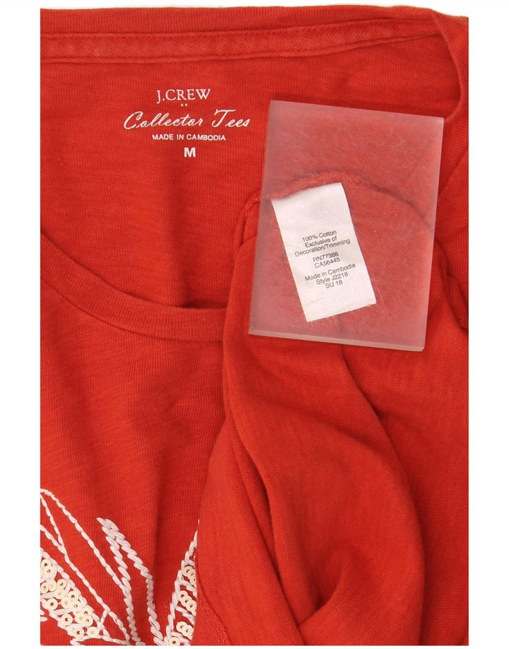 Женская футболка с рисунком J. CREW Top UK 14, средний красный хлопок, красный цвет