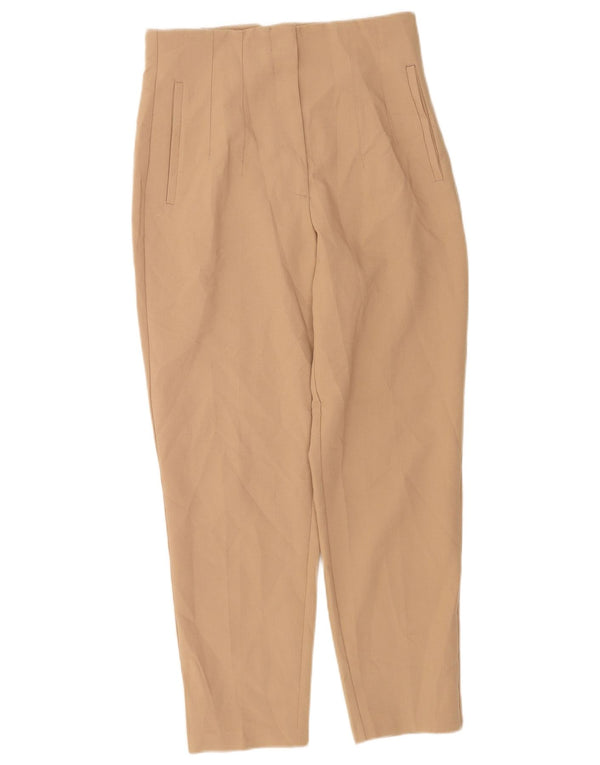 Zara Женские зауженные костюмные брюки с высокой талией, средние W28 L26, бежевый полиэстер