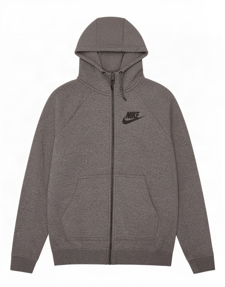 Мужской свитер с капюшоном на молнии Nike среднего серого цвета, хлопок