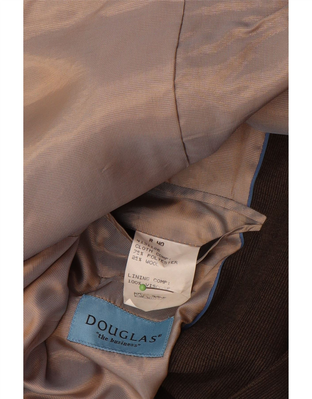 DOUGLAS Mens 3 Button Blazer Jacket UK 40 Large Brown Check Polyester