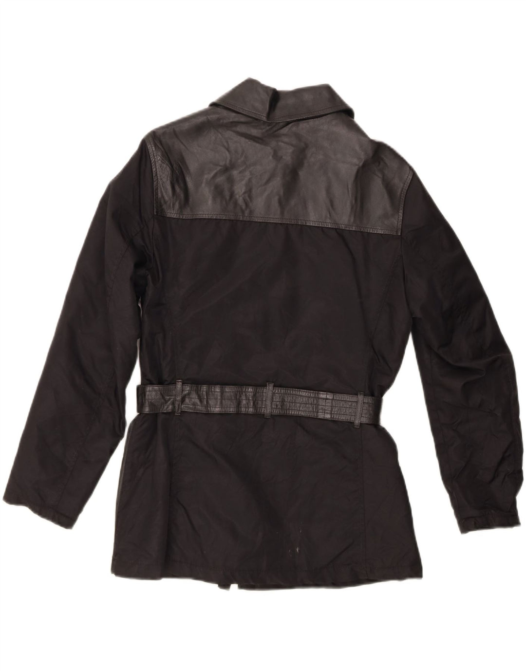 JET PLANE Womens Leather Jacket UK 14 Medium Black Colourblock