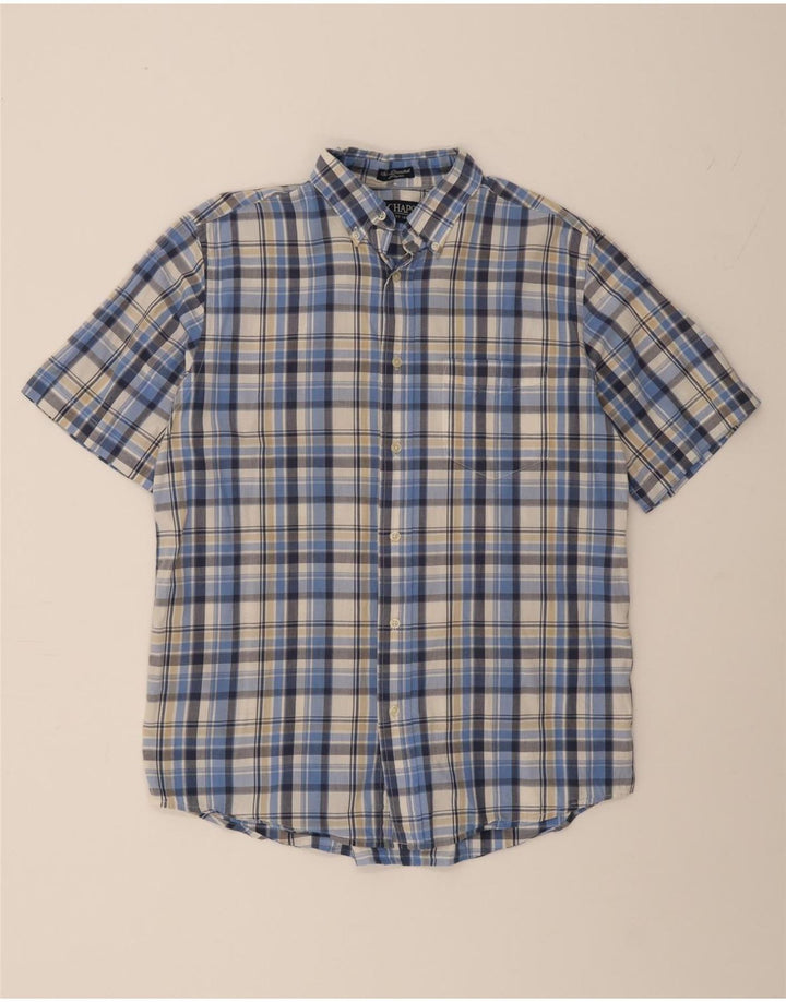 CHAPS Mens Short Sleeve Shirt Medium Blue Check Cotton Vintage Chaps and Second-Hand Chaps from Messina Hembry 