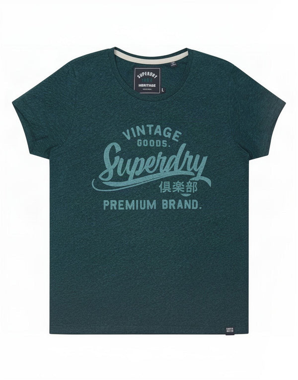 Женская футболка с рисунком Superdry Top UK 14, большой зеленый полиэстер с крапинками