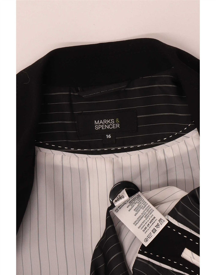 Женский пиджак на 1 пуговице Marks & Spencer, Великобритания 16, большой черный полиэстер