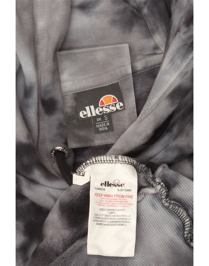 ELLESSE Mens Hoodie Jumper Small Grey Tie Dye Cotton