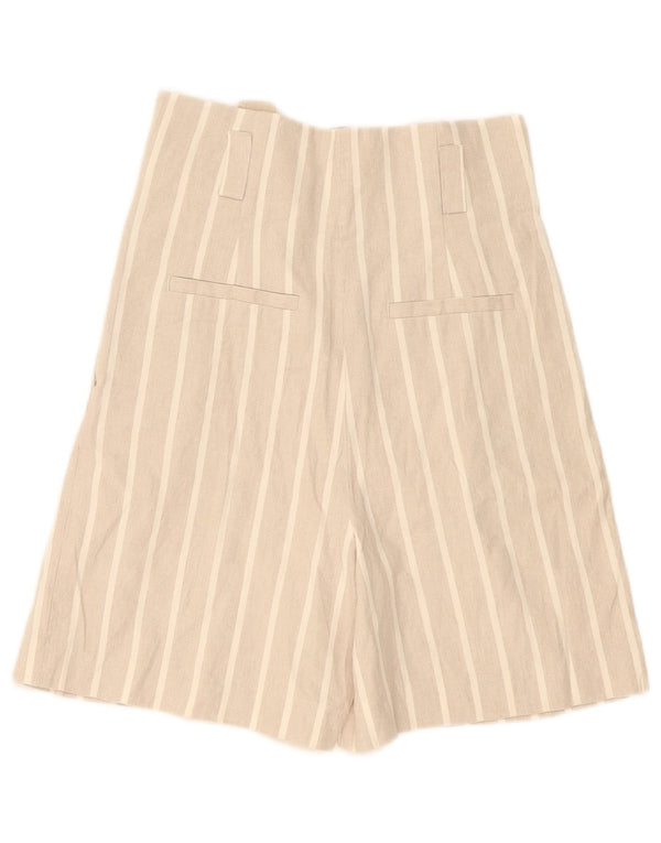 Женские шорты-бермуды с высокой талией Massimo Dutti EU 36 XS W26 Бежевые в полоску