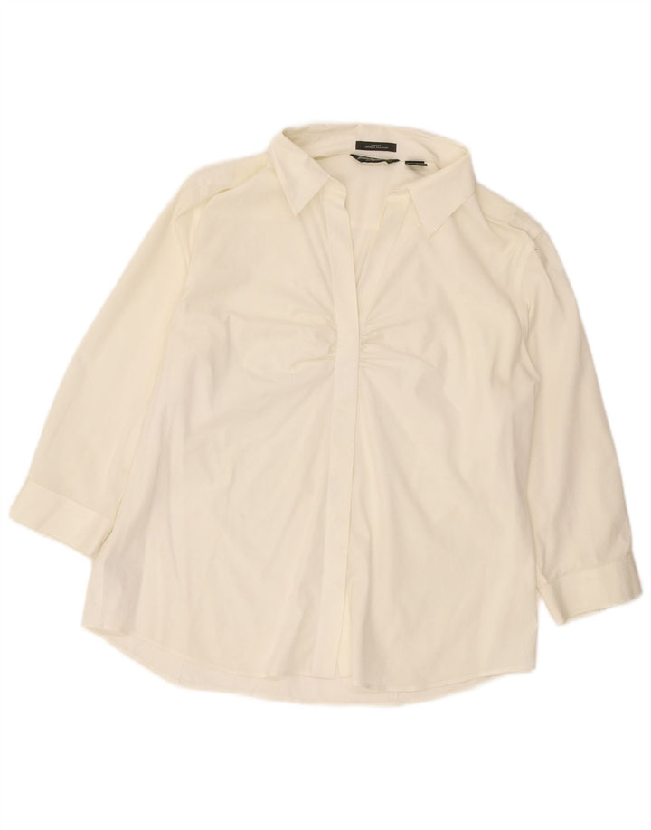 EDDIE BAUER Женский пуловер-рубашка с рукавом 3/4, блузка, Великобритания, 18 XL, белый хлопок