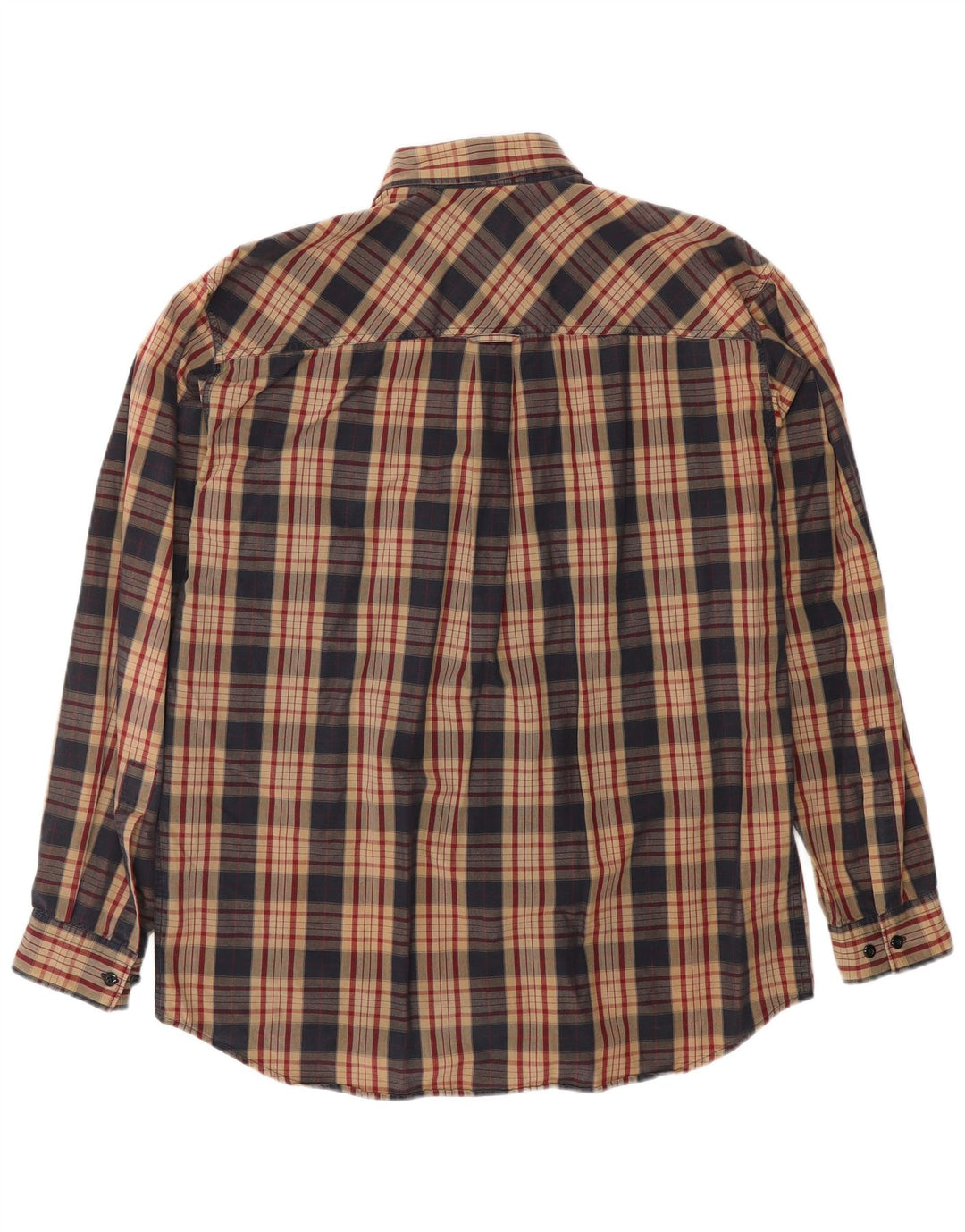 MARLBORO CLASSICS Mens Flannel Shirt Large Brown Check Cotton
