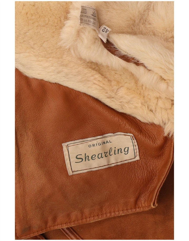 Винтажная женская короткая дубленка IT 42 Medium Beige Shearling