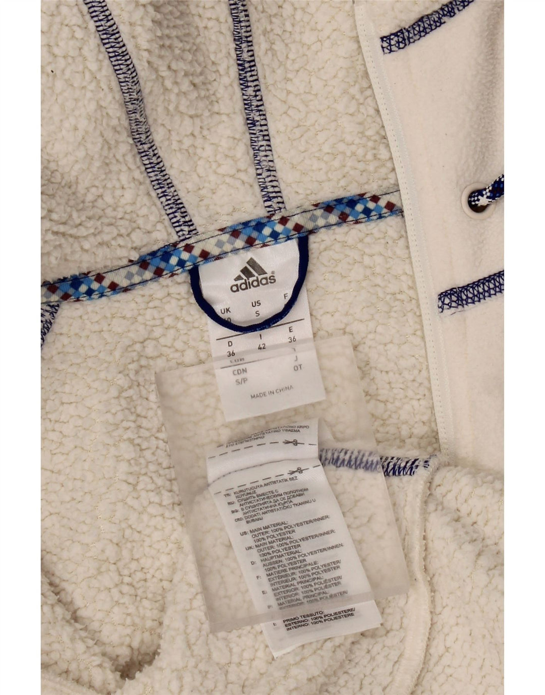 Женская флисовая куртка Adidas с капюшоном UK 10, маленький белый полиэстер