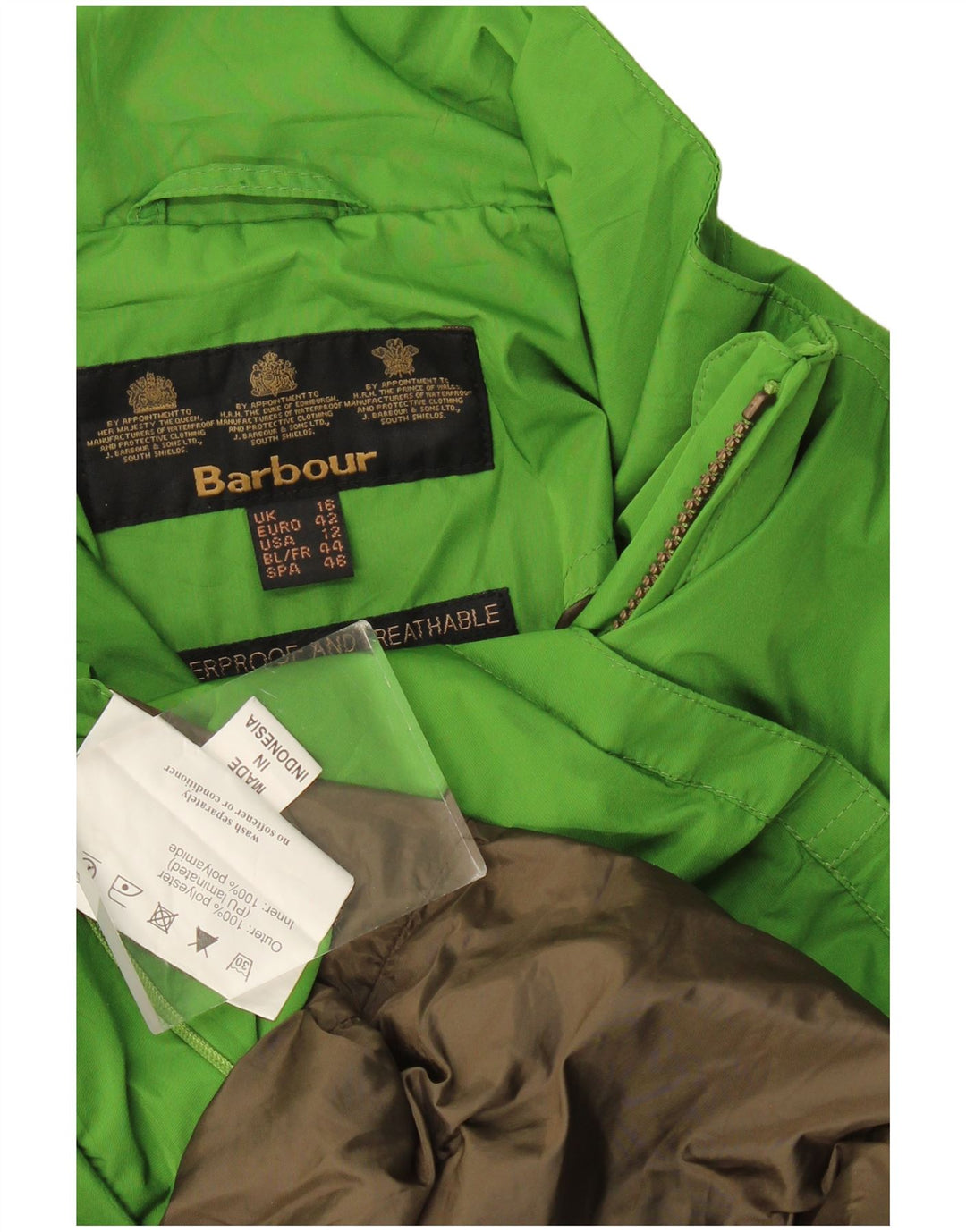 Женская дождевик Barbour UK 16, большой зеленый полиэстер