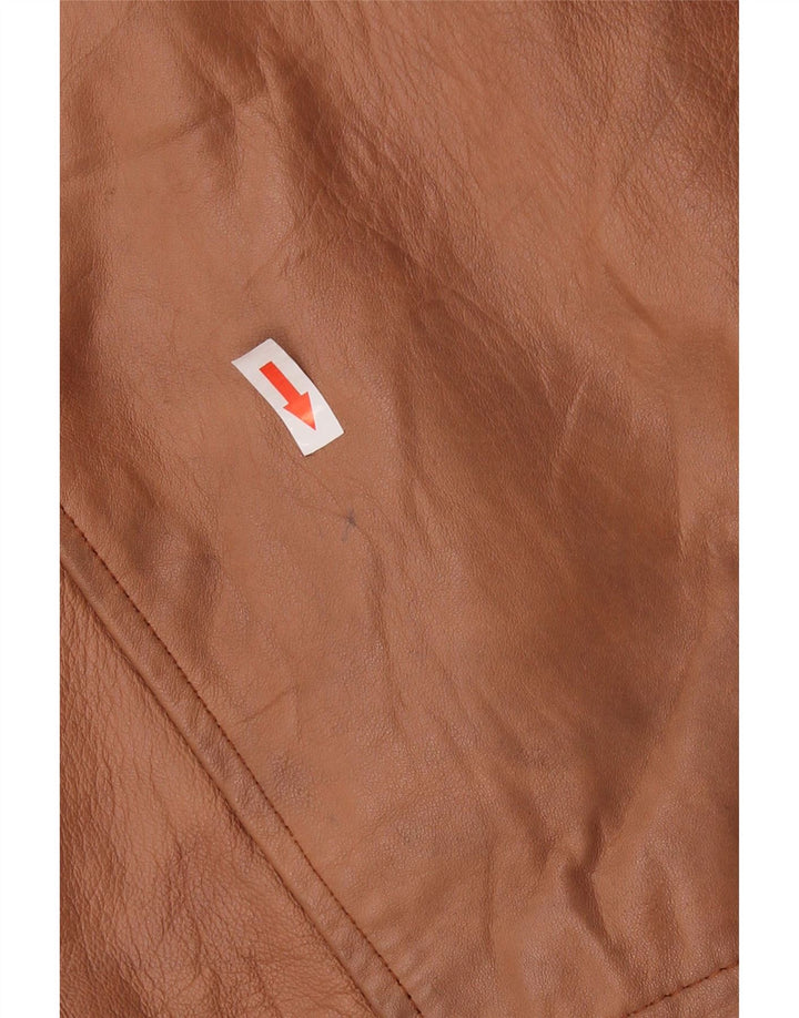 Винтажная женская дубленка оверсайз UK 16, большая коричневая