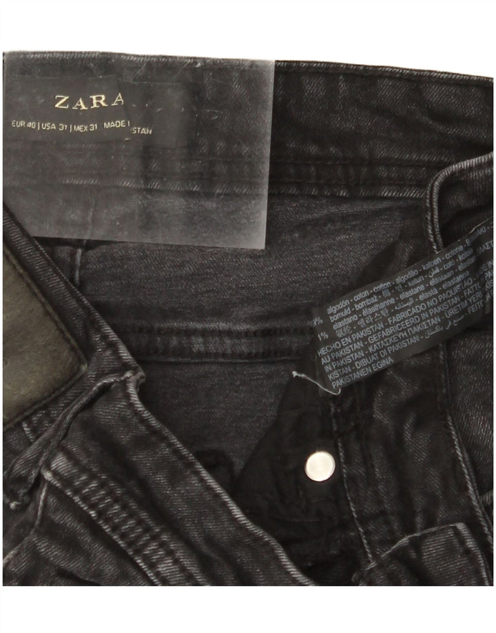 Женские укороченные джинсы скинни ZARA EU 40 Medium W31 L25, черный хлопок