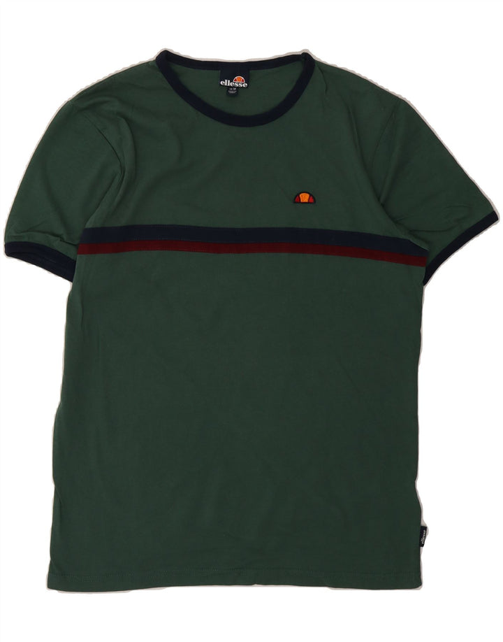 ELLESSE Mens T-Shirt Top Medium Green Striped Cotton Vintage Ellesse and Second-Hand Ellesse from Messina Hembry 