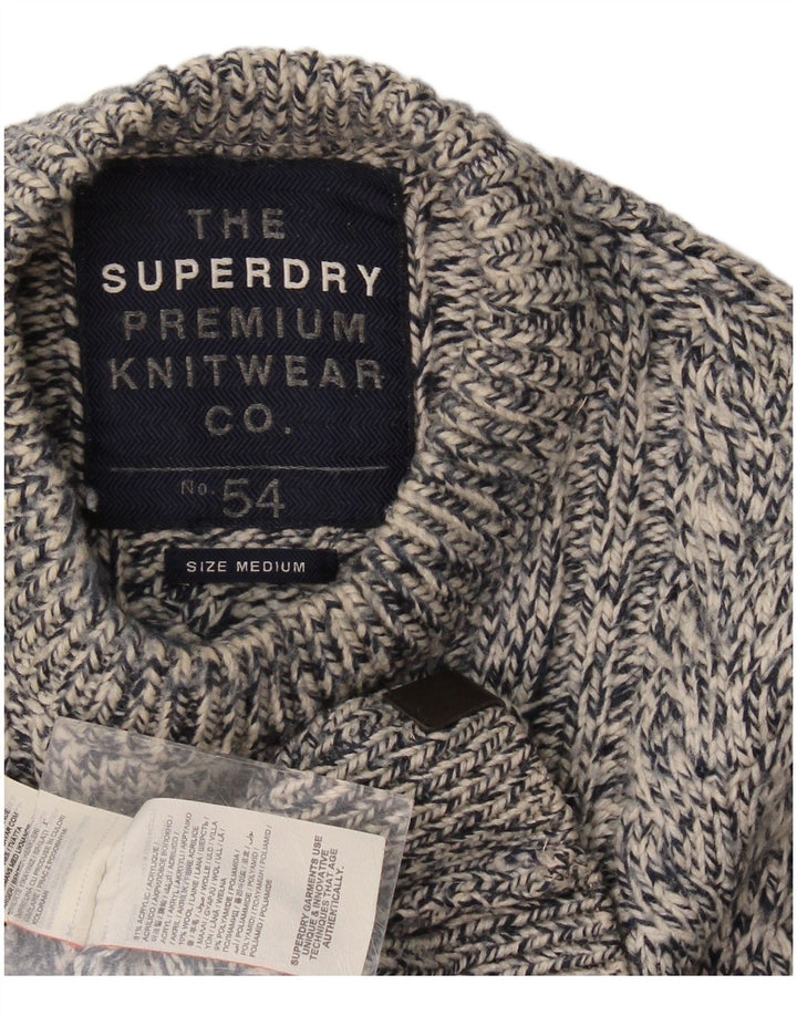 Мужской джемпер с круглым вырезом Superdry, средний темно-синий шерстяной свитер в крапинку