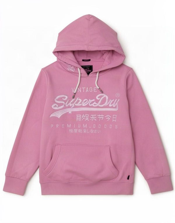 Женский джемпер с капюшоном Superdry Classic Fit, UK 12, хлопковый средний розовый цвет
