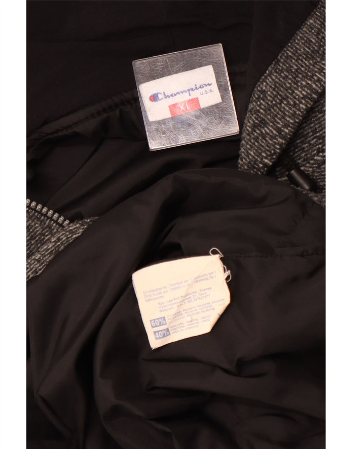 Мужская флисовая куртка CHAMPION с капюшоном UK 42 XL, серый полиэстер в тонкую полоску