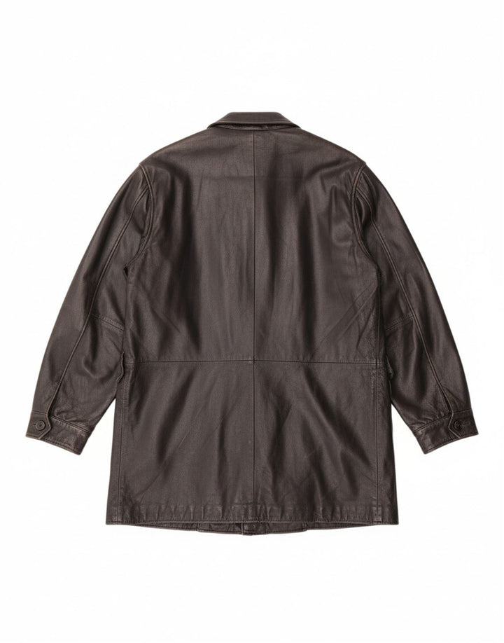 VINTAGE Mens Leather Coat IT 50 Large Black