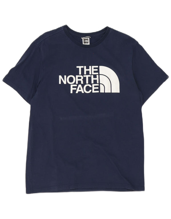 Мужская футболка с рисунком The North Face, темно-синий, хлопковый топ среднего размера