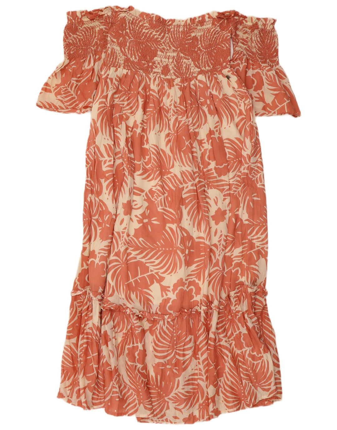 PEPE JEANS Женское платье с открытыми плечами, Великобритания, 8, маленькое розовое вискоза с цветочным принтом