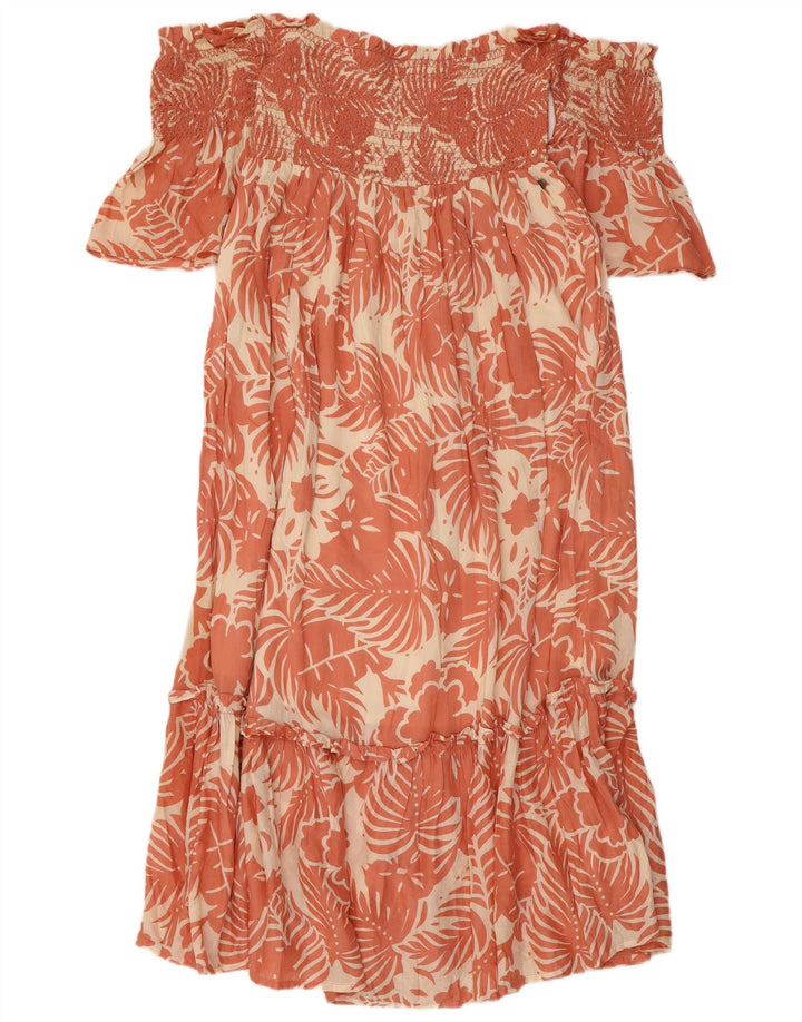 PEPE JEANS Женское платье с открытыми плечами, Великобритания, 8, маленькое розовое вискоза с цветочным принтом