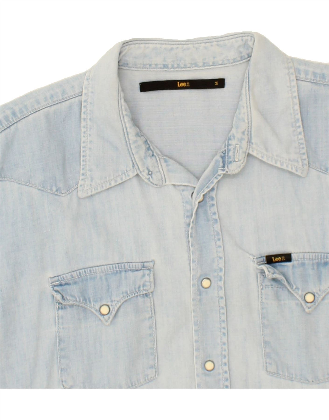 LEE Mens Short Sleeve Shirt Medium Blue Cotton Vintage Lee and Second-Hand Lee from Messina Hembry 